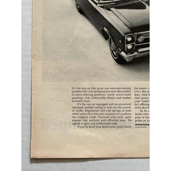 Vintage 1967 American Motors Rambler AMC Ambassador DPL 2 Door Print Ad - Picture 4 of 5